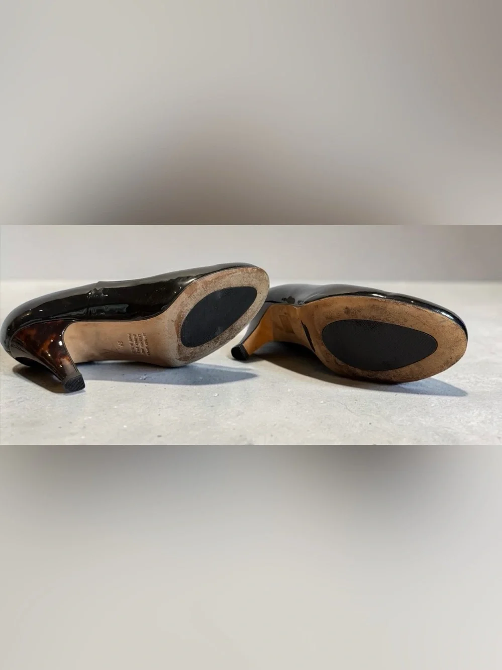 Hand Made In Italy Patent Leather Pumps. EU 39 3” Tortoise shell heels Anyi Lu